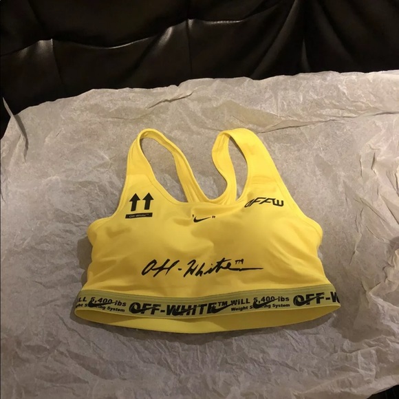 off white sports bra yellow